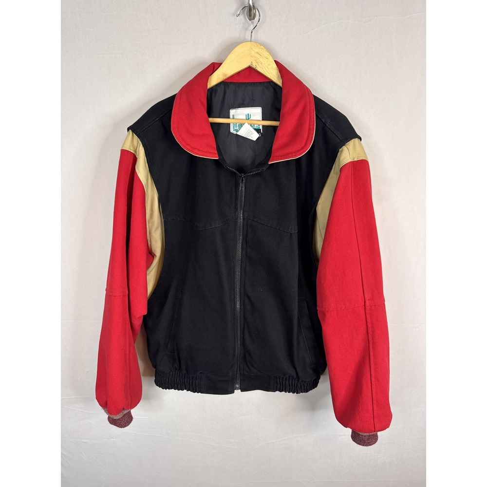Vintage Kactus Colorblock Bomber Jacket Mens Large Red Denim‎ 90s Canada